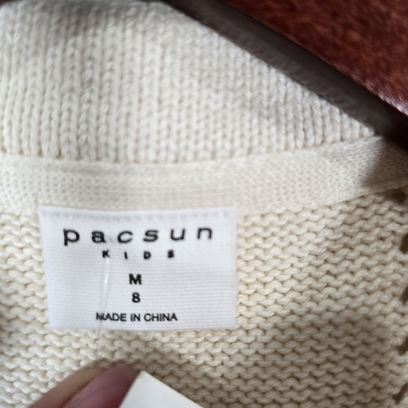 NWT Pacsun Kids' Finn Open Stitch Polo Sweater Size‎ 8 M 100% Cotton Off-white - Picture 5 of 8